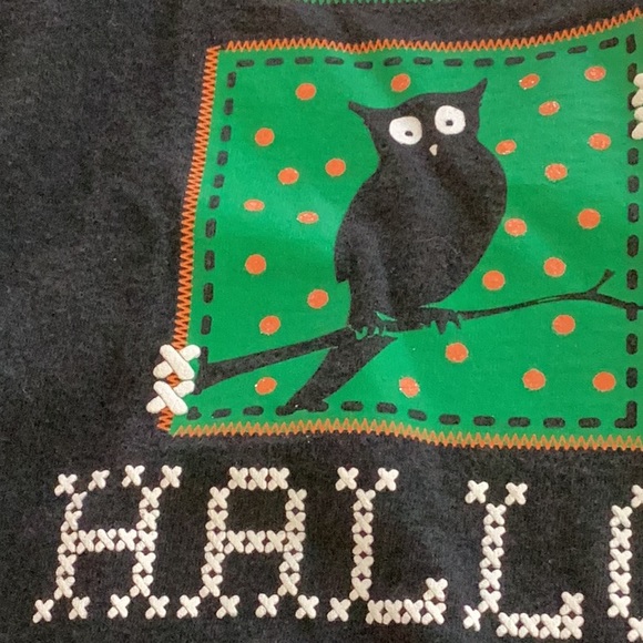 Halloween Flair T shirt Top Black sz 16/18 XL Glitter Sparkle Ghost Pumpkin Cat - Picture 10 of 13